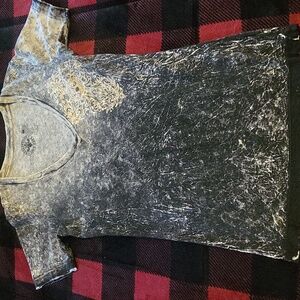 Womens Affliction Shirt Black Gray Small